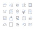 Document processing outline icons collection. Documentation, Processing, Editing, Scanning, Creating, Sharing