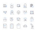 Document processing outline icons collection. Documentation, Processing, Editing, Scanning, Creating, Sharing
