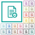 Document protected flat color icons with quadrant frames