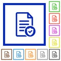 Document protected flat framed icons