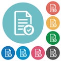 Document protected flat round icons