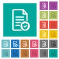 Document protected square flat multi colored icons