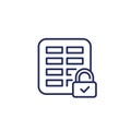 document protection line icon with a spreadsheet