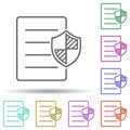 Document protection multi color icon. Simple thin line, outline vector of security icons for ui and ux, website or mobile Royalty Free Stock Photo