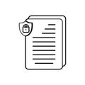 Document protection, security line icon.