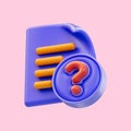Document question mark badge icon 3d render concept for asking information Royalty Free Stock Photo