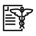 Document report caduceus medical and health care line style icon Royalty Free Stock Photo