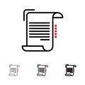 Document, Report, Note, Paper, Guidelines Bold and thin black line icon set Royalty Free Stock Photo