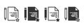 Document review icons in four different versions in a flat design