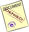 Document with round seal and stamp denied Royalty Free Stock Photo