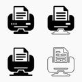 Document Scanner Solid Icons Black Scan Machine Royalty Free Stock Photo