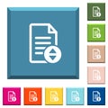 Document scrolling white icons on edged square buttons