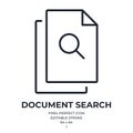 Document search editable stroke outline icon isolated on white background flat vector illustration. Pixel perfect. 64 x 64