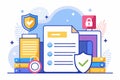 Document security enhancement concept with elements depicting safety features and data protection Royalty Free Stock Photo