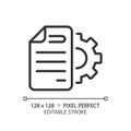 Document settings pixel perfect linear icon Royalty Free Stock Photo