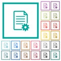 Document setup flat color icons with quadrant frames
