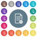 Document setup flat white icons on round color backgrounds