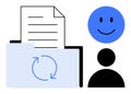 Document Sharing and User Collaboration Concept with Folder and happy Icon Royalty Free Stock Photo