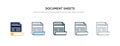 Document sheets icon in different style vector illustration. two colored and black document sheets vector icons designed in filled