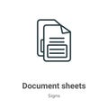 Document sheets outline vector icon. Thin line black document sheets icon, flat vector simple element illustration from editable
