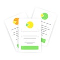 Document, sheets of paper. Signature of an agreement, contract or loan. Documents with abstract text. Vector illustration isolated