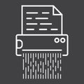 Document shredder line icon, destroy file Royalty Free Stock Photo