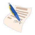 The document is signed icon, cartoon style Royalty Free Stock Photo
