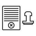 Document stamp icon. Rejected paper symbol. Official refusal Vector form. Approval denial concept. Royalty Free Stock Photo