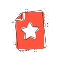 Document with star icon in comic style. Wish list cartoon vector illustration on white isolated background. Favorite purchase Royalty Free Stock Photo