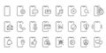 Document Symbol Set. Paper and edit document icon. The checklist icon. Clipboard symbol. Document with pen, magnifying glass, Royalty Free Stock Photo