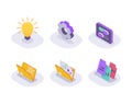 Document technology business set collection isometric icon with modern flat style color Royalty Free Stock Photo