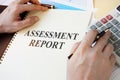 Document with title Assessment report. Royalty Free Stock Photo