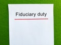 Document with title fiduciary duty, top view