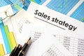 Document with title Sales strategy. Royalty Free Stock Photo