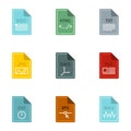 Document types icons set, flat style