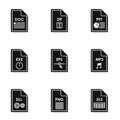 Document types icons set, simple style