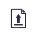 Document upload icon with up arrow and circle symbol for digital transfer Royalty Free Stock Photo