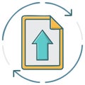 Document upload progress with circular arrows indicating process flow Royalty Free Stock Photo