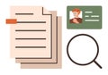 Document Verification with Papers, ID Card, and Magnifying Glass for Identity and Accuracy Check Royalty Free Stock Photo