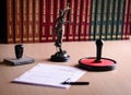 Document waiting for a notary public sign on desk Royalty Free Stock Photo