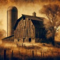 Document a weathered barn or silo in a rural setting employing t Royalty Free Stock Photo