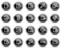 Document web icons, black glossy circle buttons Royalty Free Stock Photo