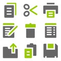 Document web icons, green grey solid icons Royalty Free Stock Photo