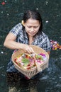 Documentary editorial image. Holy Spring Water Tirta Empul Hindu Temple , Bali Indonesia Royalty Free Stock Photo