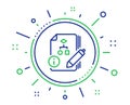Documentation with algorithm line icon. Technical instruction sign. Vector