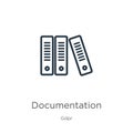 Documentation icon. Thin linear documentation outline icon isolated on white background from gdpr collection. Line vector Royalty Free Stock Photo