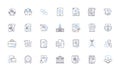 Documented line icons collection. Proof, Verified, Recorded, Evidence, Attestation, Testimony, Verified vector and