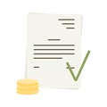 Documents, agreement, investing in a savings account, loan approved. Paper icon. Royalty Free Stock Photo