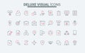 Documents approval line icons set, license stamp and certified quality form, handshake Royalty Free Stock Photo