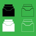 Documents archieve or drawer icon Black and white color set